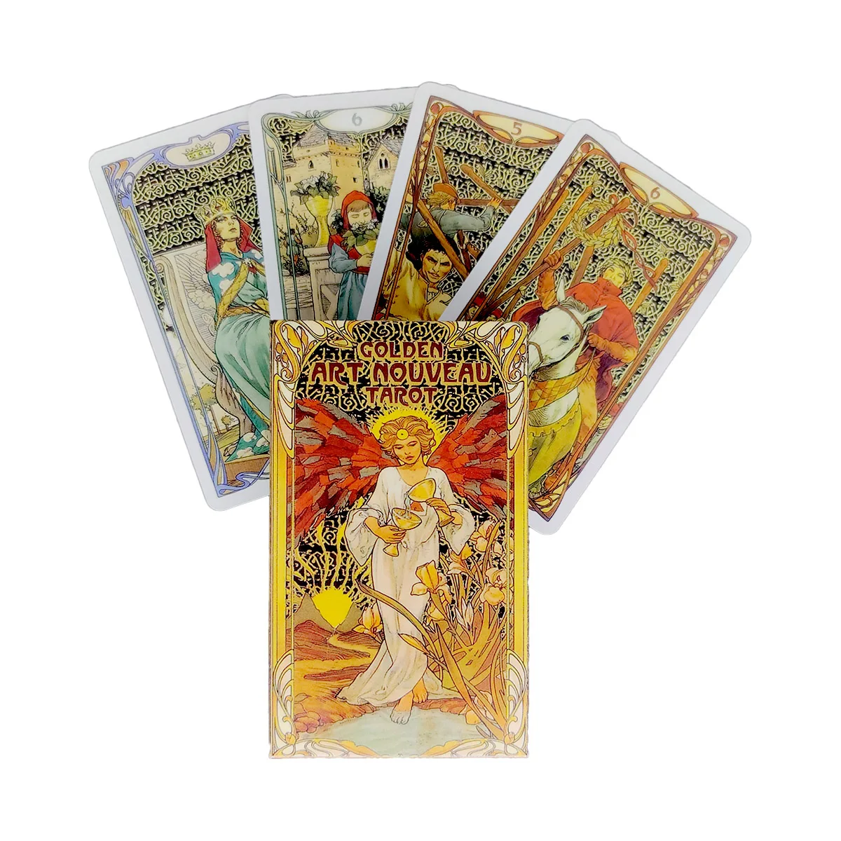 

Golden Art Nouveau Tarot Cards Mystical Guidance Divination Entertainment Partys Board Game Supports Wholesale 78 Sheets/Box