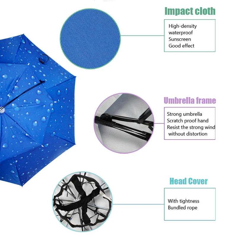 Портативный зонтик шляпа от солнца козырек 77 см Водонепроницаемая уличная