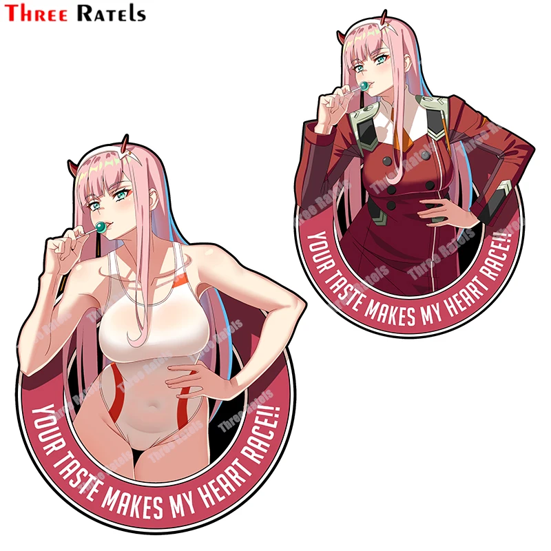 Наклейка Three Ratels B183 с рисунком аниме Zero Two Darling In The Franxx подходит для крышки