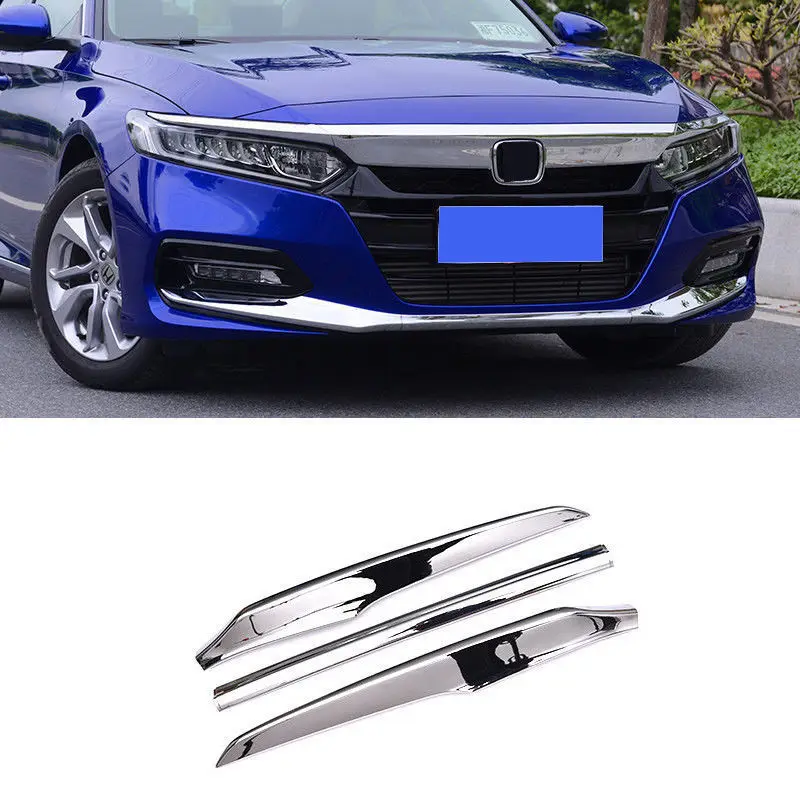 

Chrome Front Lip Bumper Protector Botttom Cover Trim 3pcs For Honda Accord 2018