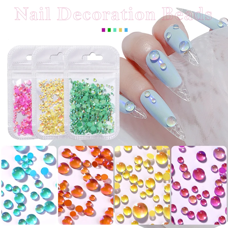 

3D Nail Art Decorations Rhinestones Mermaid Beads Strass Shiny Light-Sensitive Crystal Glass Beads Nail Art Manicure Decoration