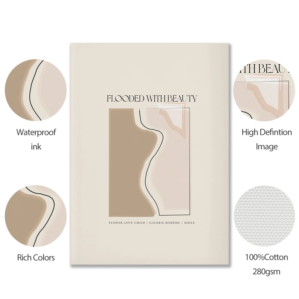 Абстрактная цитата Постер среднего века холст живопись нейтральная линия