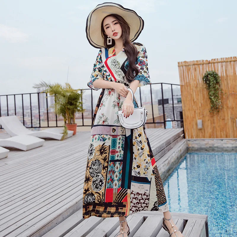 Женское платье в этническом тайском стиле летнее пляжное богемном для отдыха на