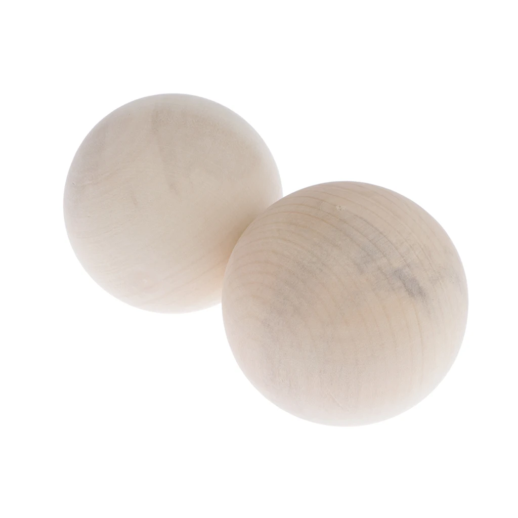 

2x Natural Unpainted Wood Beads Round Loose Wooden Bead Bulk Ball for Jewelry