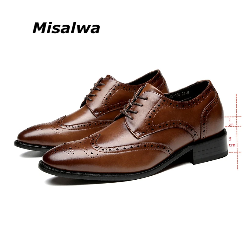 

Броги Misalwa мужские из натуральной кожи, лифтинг, плоская подошва, высота 5 см, деловые туфли для офиса