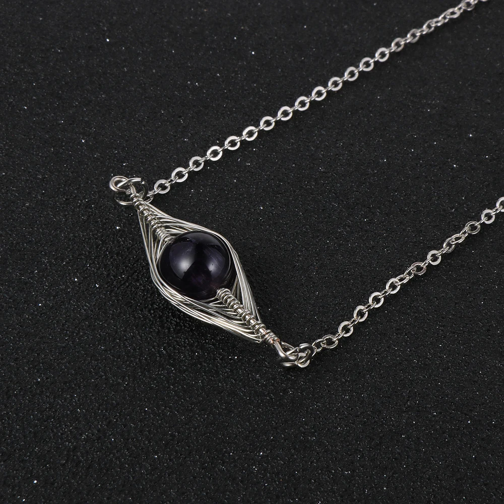 Цепочка-чокер Женская из натурального аметиста многослойная металлическая