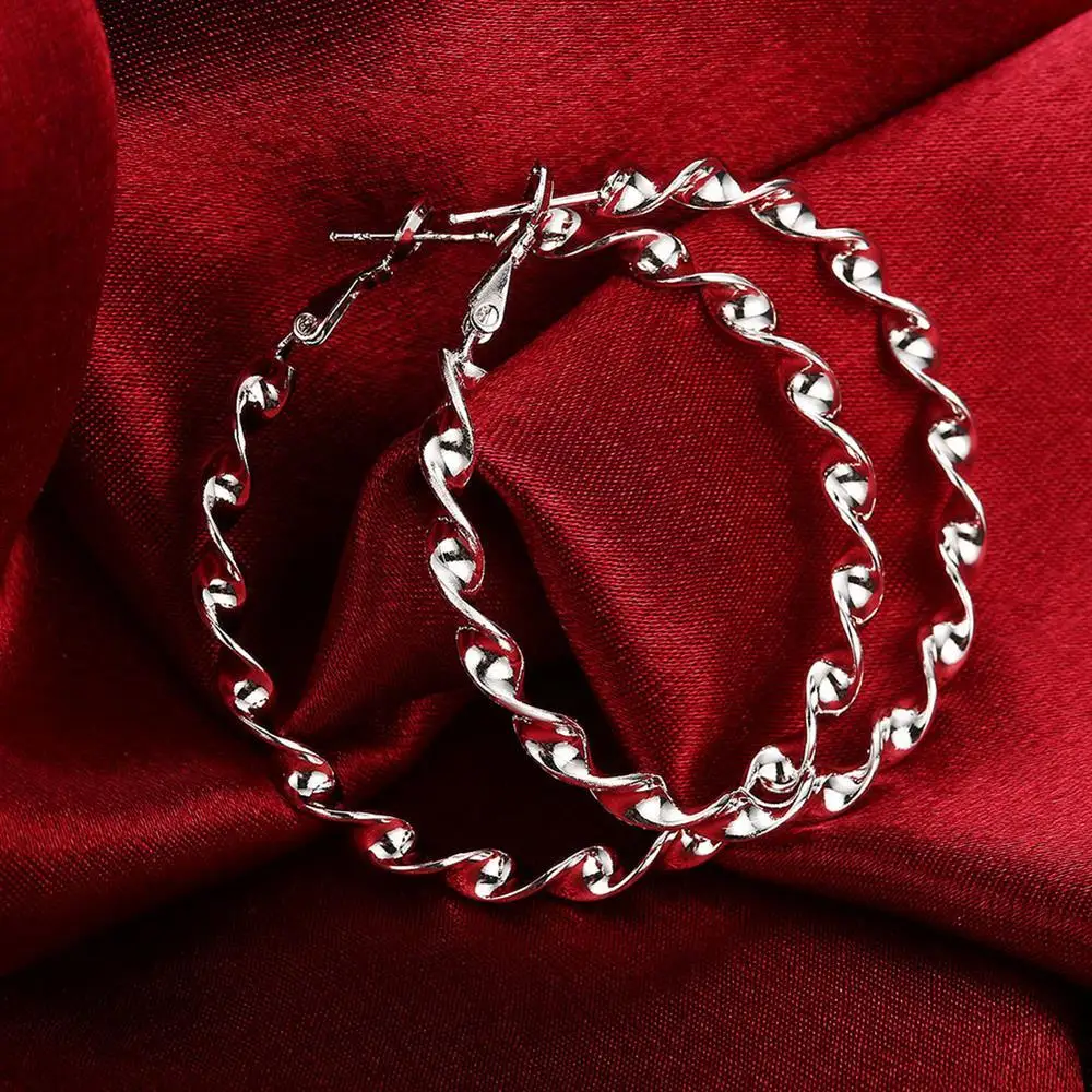 Серебряный цвет модные ювелирные изделия Модные серьги волна круглый твист