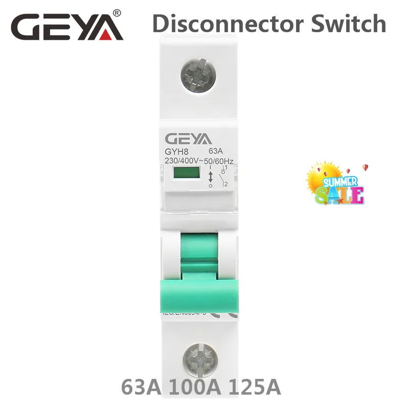 Изолятор на Din рейку GEYA GYH8 переключатель разделитель 230 В/400 В главный 63 А а