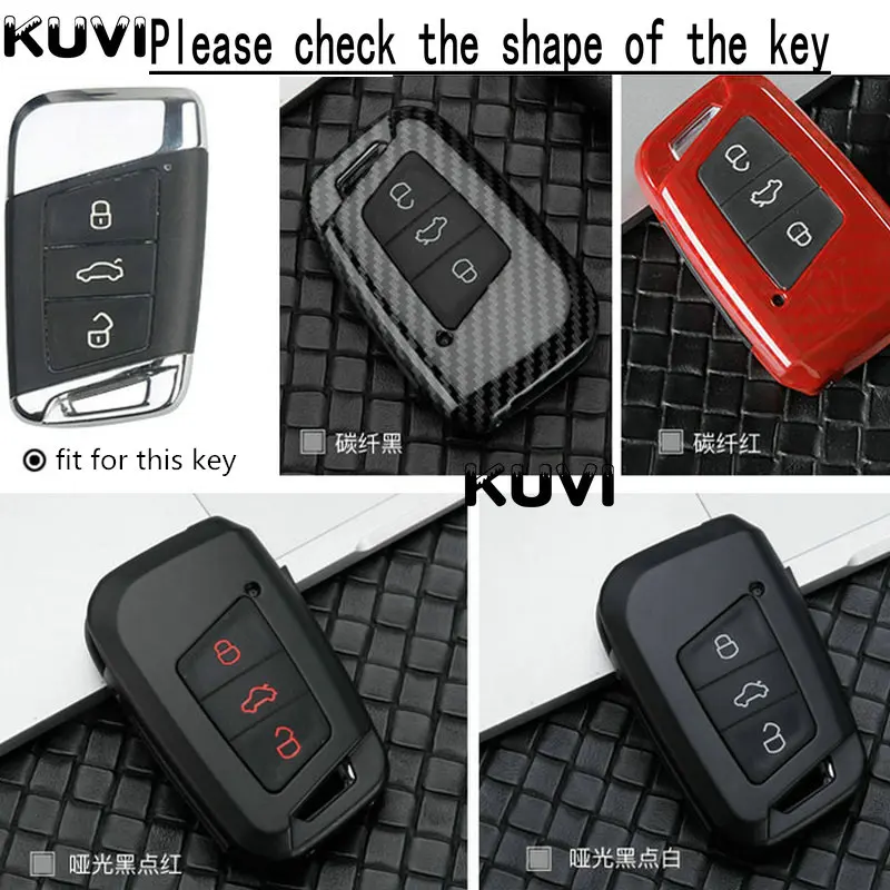 key 3 Чехол для ключей автомобиля из углеродного волокна для VW Volkswagen Golf 4 5 6 Bora Jetta POLO Passat B5 B6 Skoda Superb Octavia Fabia SEAT Ibiza Leon - Название цвета: key 3