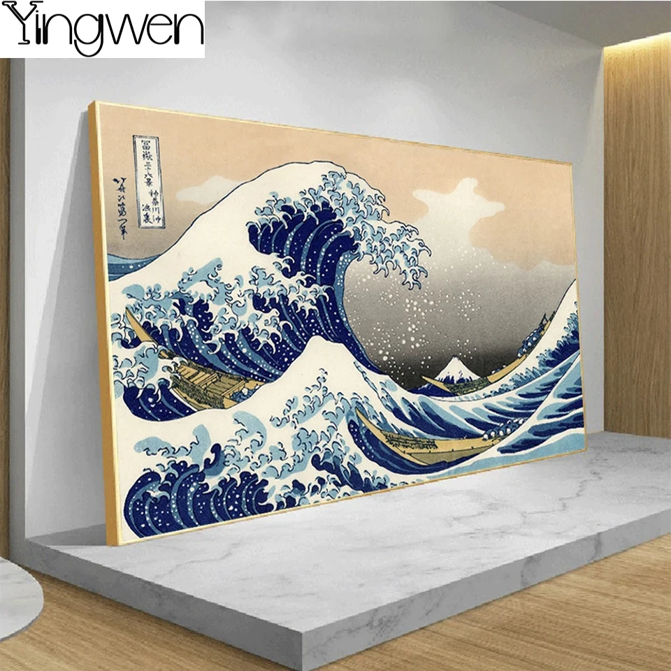 

The Great Wave Of Kanagawa Japan Vintage Diamond Painting Art 5D Diamond Embroidery Mosaic Full Drill Home Wall Decor Picture