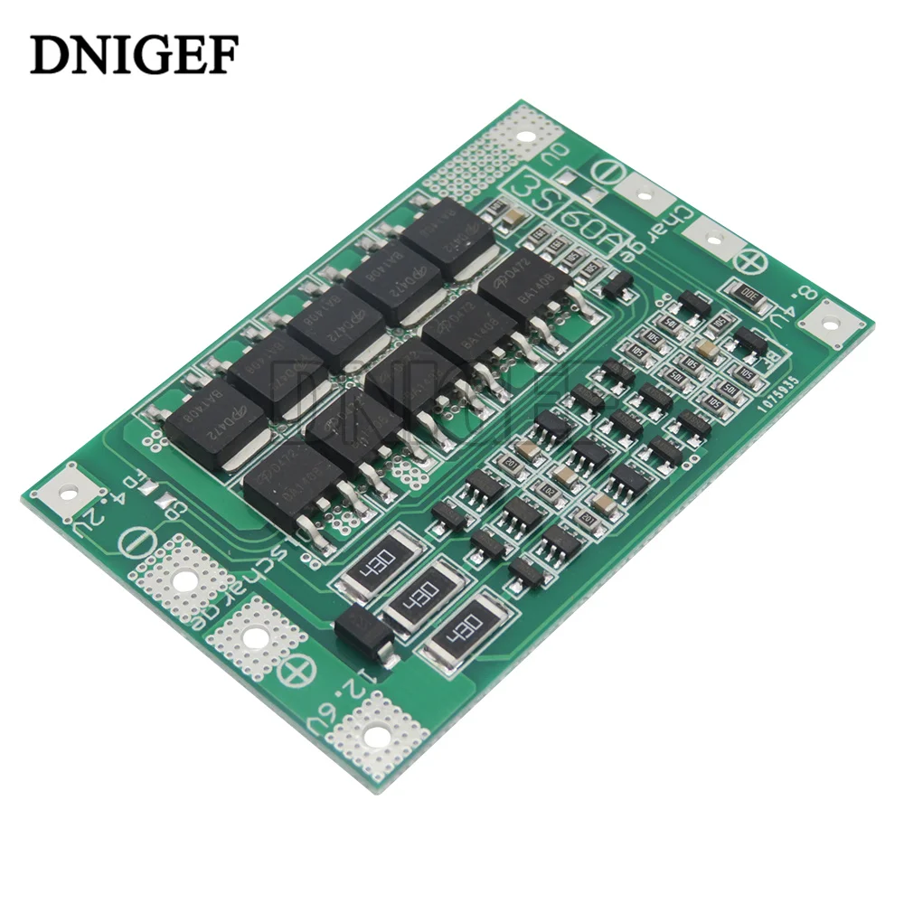 DNIGEF Balance 3S 60A BMS Li-Ion 12 6 V 18650 PCM Защитная плата для литий-ионной батареи батарея |