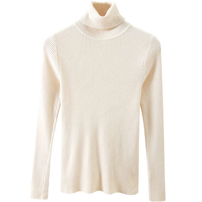 

Autumn Winter Thick Sweater Women Knitted Ribbed Pullover Sweater Long Sleeve Turtleneck Slim Jumper Soft Warm Pull Femme 397A