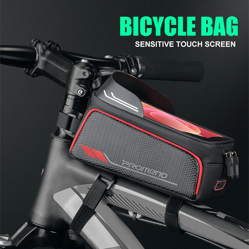 

PROMEND 14P52N велосипедная сумка для горного велосипеда, верхняя передняя трубка, сумка 6,2 дюйма, мобильный телефон, сенсорный экран, водонепрони...