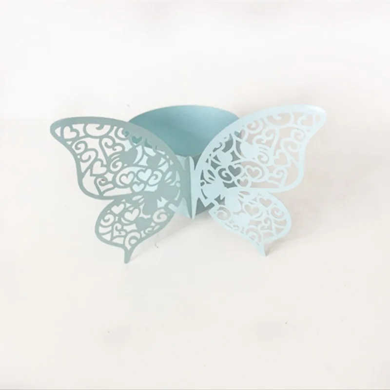100PCS Butterfly Shape Wedding Napkin Ring Holder Pearl Paper Serviette Buckle Rond De Mariage Table Decoration | Дом и сад
