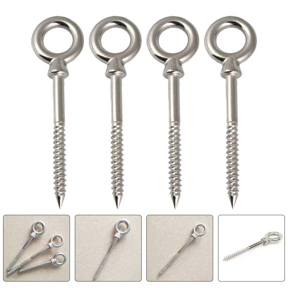 

4pcs Hammock Hanging Kit Stainless Steel Heavy Duty Swing Hangers Eye Hooks