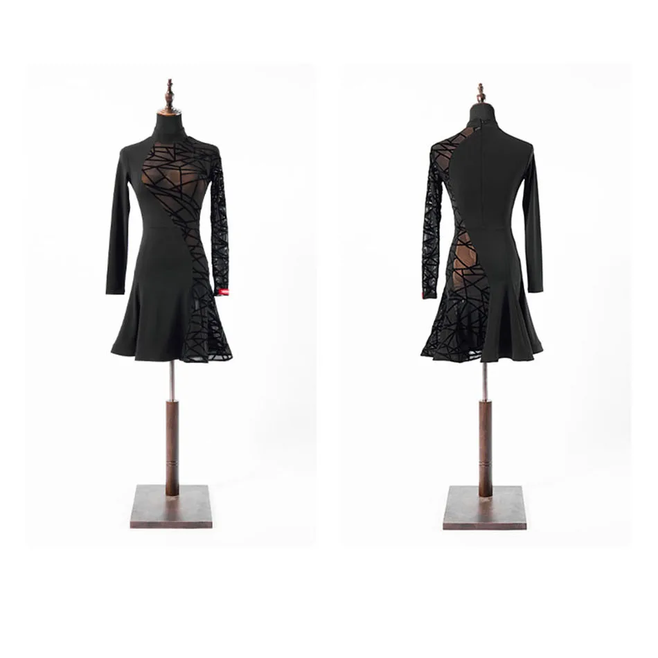 Женское платье для латинских танцев L9692 дизайнерское танцевальное с длинным