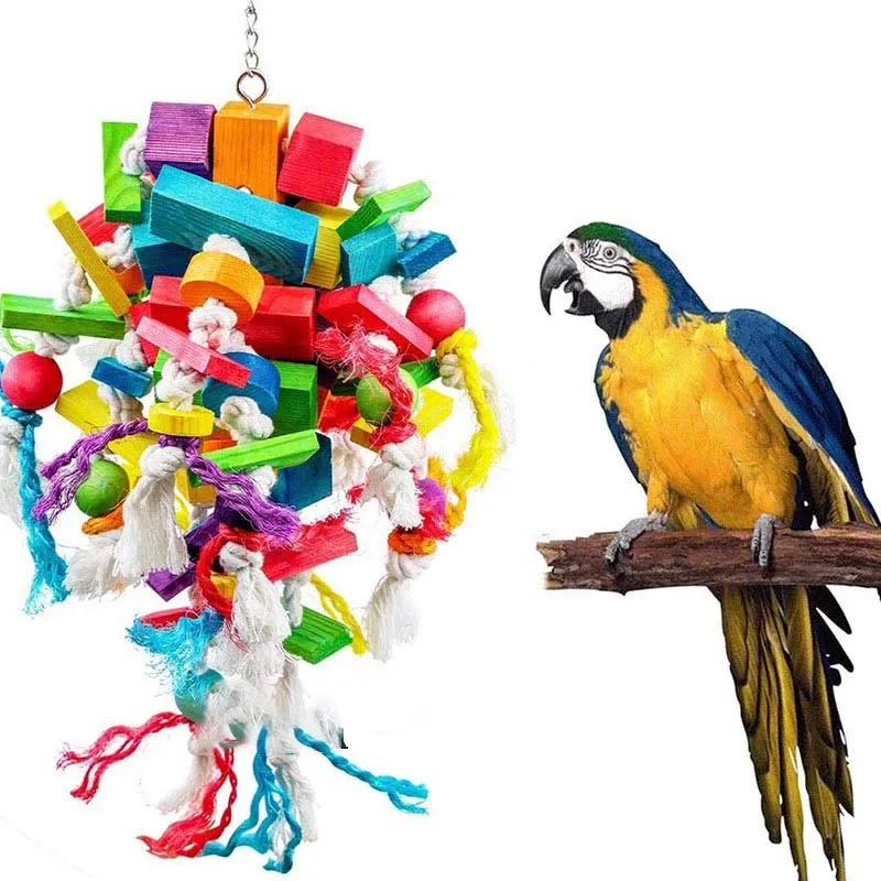 

Bird Parrot Toys Bird Swing Toys with Colorful Wood Beads bananas and apples bunches for Budgie Lovebirds Conures birds toys