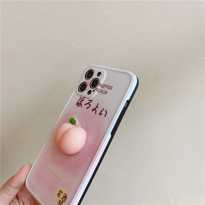 

3D Japan Cartoon Peach Phone Case For iphone 11 Pro Max 12 mini SE 2020 X XS Max XR 7 8 plus Soft Silicon Back Cover Cute Cases