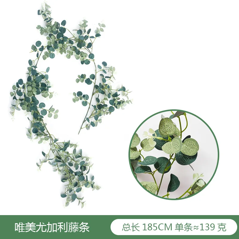 

Artificial Vines Eucalyptus Leaf Plants Vine Hanging Garland with Flowers for Party Outdoor Greenery Wedding Wall Decoration