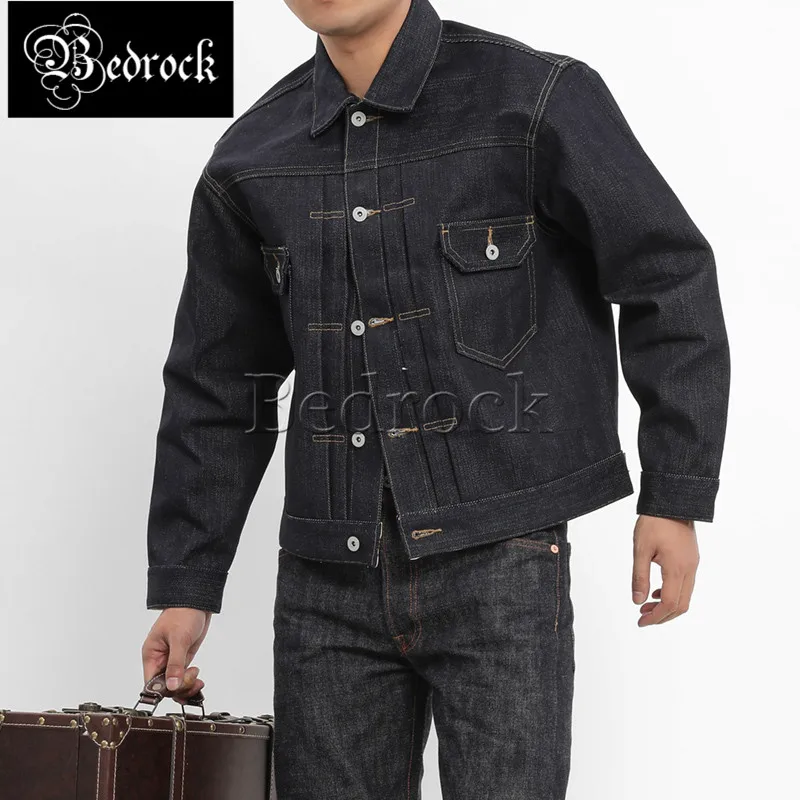 Тяжелая немытая мужская куртка MBBCAR 21 5 унции винтажная джинсовая с выдвижной