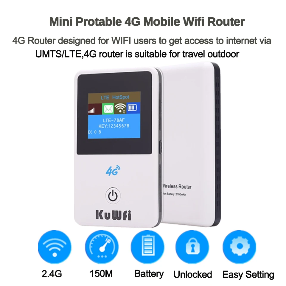 KuWFi 4G беспроводной маршрутизатор разблокированный 3g/4G FDD/TDD Wifi роутер 4G мобильный Wifi Hotsport переносной Автомобильный Wifi роутер с слотом для sim-карты