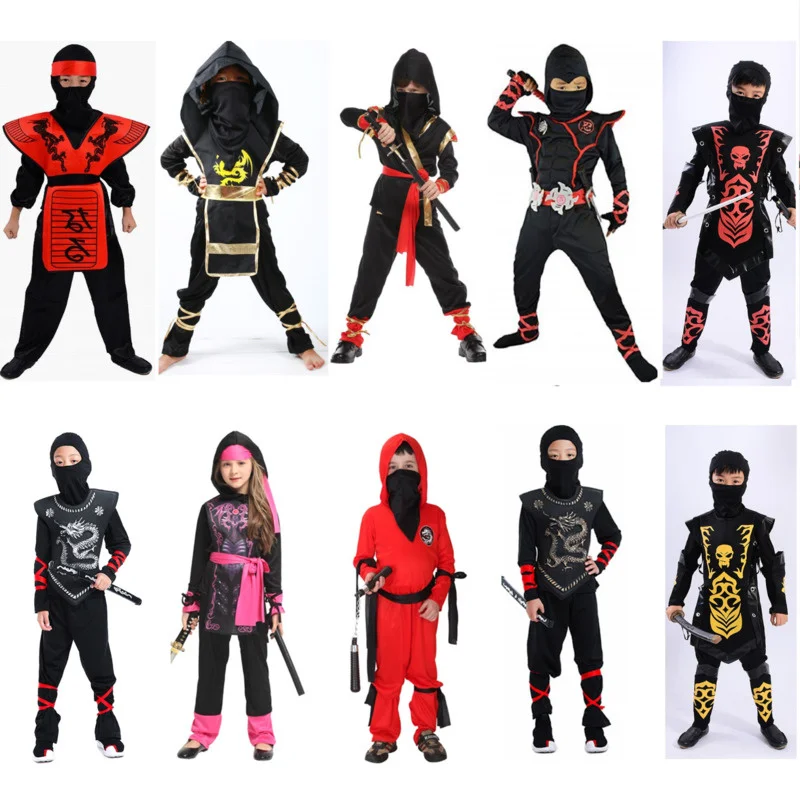 

year Boys new Children Fancy Party Halloween Costume for Kids Ninja Cosplay Superhero samurai warr suit girl swordsman