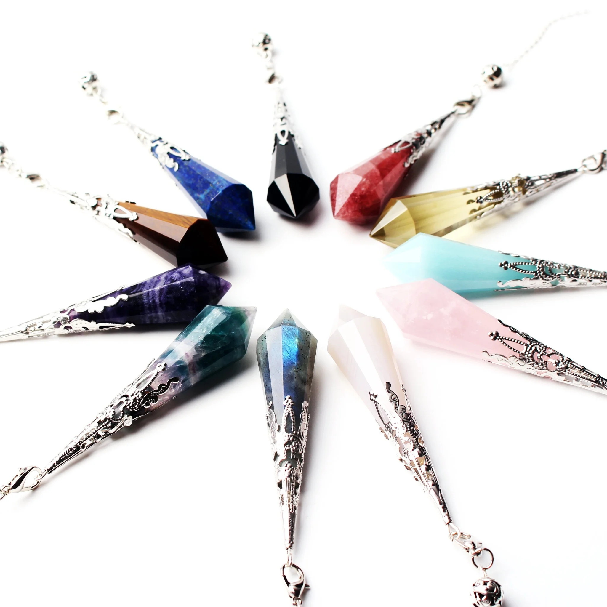 1 шт 2 75 дюймов натуральная подвеска Маятник из хрусталя палочка 12 Сторон ожерелье