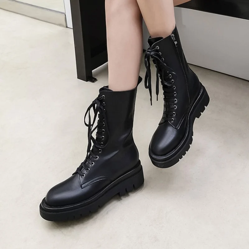 

Rizabina New Women Ankle Boots Genuine Leather Zipper Women Short Boots Fashion Cool Shoes Woman Daily Footwear Size 34-40
