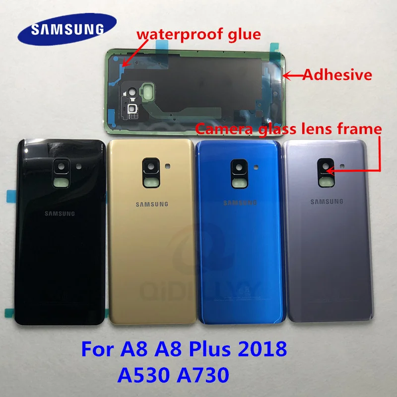 Заднее стекло для samsung Galaxy A8 A530 A530F задняя крышка со стеклянной батареей Задняя Дверь Корпус чехол Замена+ объектив камеры