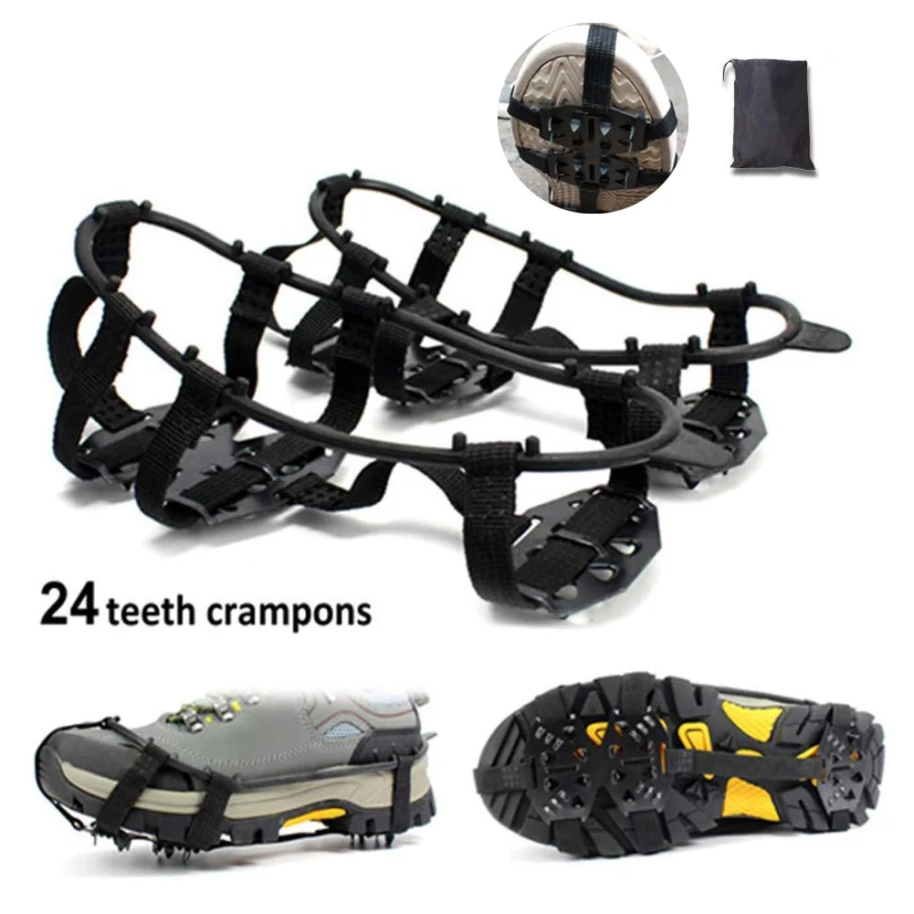 

1 Outdoor 24 Tooth M/L Reinforced Ice Claw Antiskid Shoe Cover Snow Ground Mud Winter Mountaineering Nail Shoe Chain