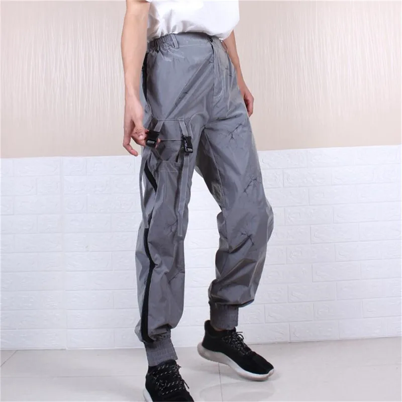 

Pants Men Reflective Joggers Dropshipper Hip Hop Sweatpants Mens Streetwear Night Light Shiny Blink Long Pants For Couples