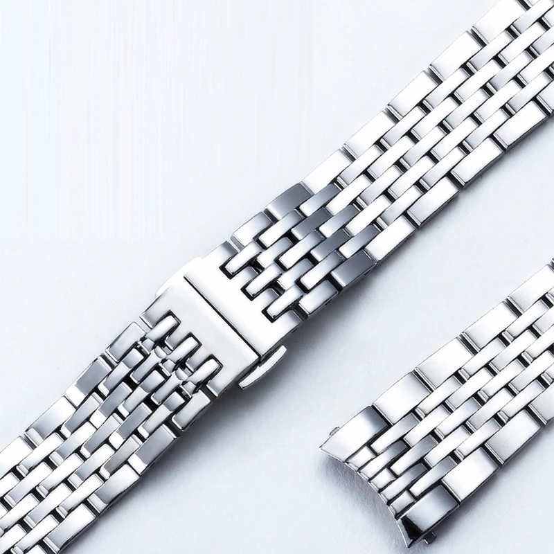 Stainless Steel Metal Watch Band Strap for Men Luxury Silver Polished Watchband Suit for Tissot Le Locle Replacement Bracelet