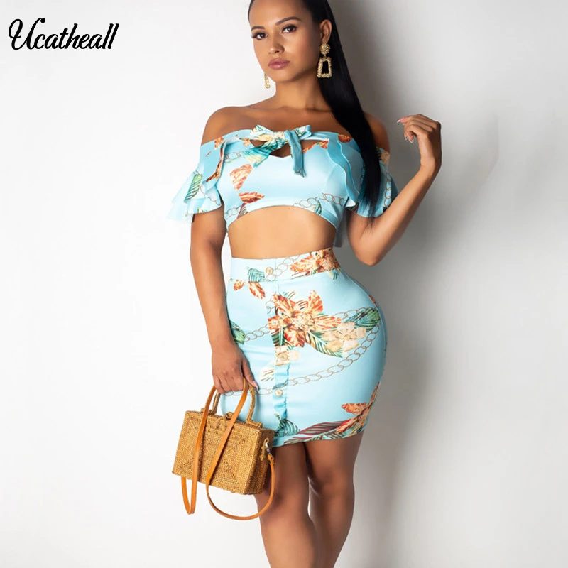 Женский комплект из 2 предметов с рюшами однотонный укороченный топ открытыми