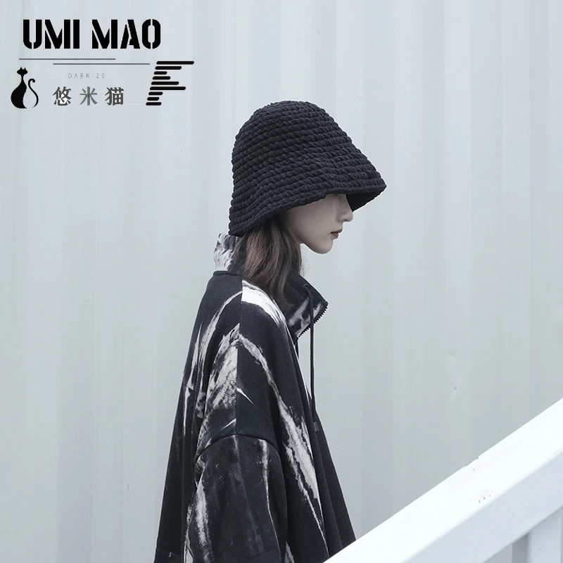 

UMI MAO Yamamoto Dark Niche Solid Color Wild Thick Wool Fisherman Hat Handmade Crochet Japanese Knitted Basin Hat