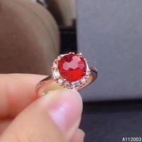kjjeaxcmy fine exquisite jewelry 925 sterling silver inlaid natural gem red topaz new female girl ring support detection
