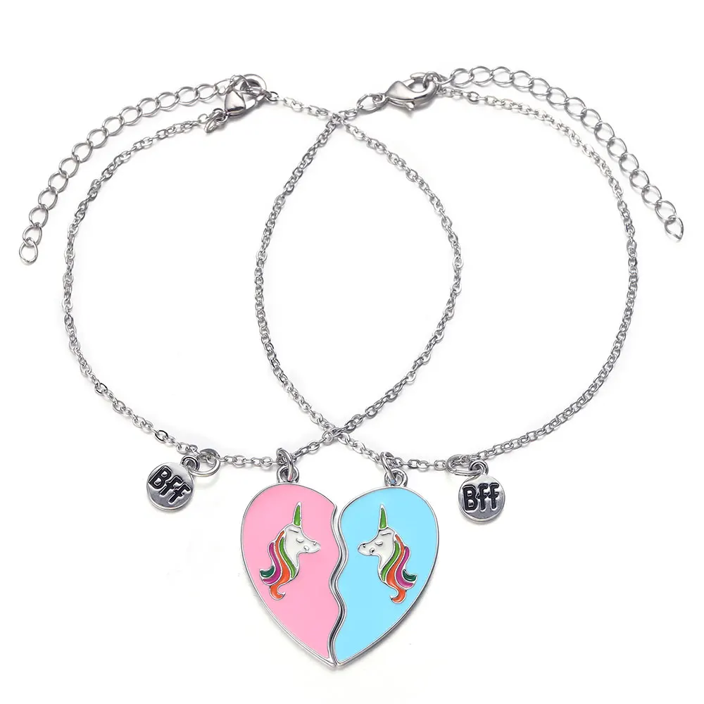 

Harong Best Friend Forever Bracelet Broken Heart BFF Charm Chain Bracelet Cute Enamel Couple Bracelets Trendy Jewelry Women Gift