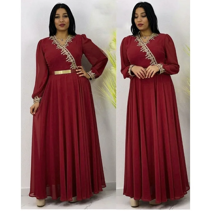 Мусульманских женщин длинное платье 2021 Новый шифоновый кафтан Marocain вечернее