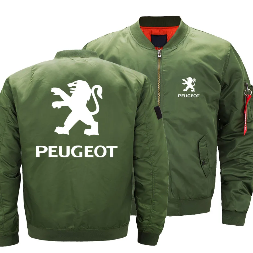 

New Fashion Autumn Winter Peugeot Logo Jacket Men Round Collar Baseball Flight Jacket Male Uniform Coat