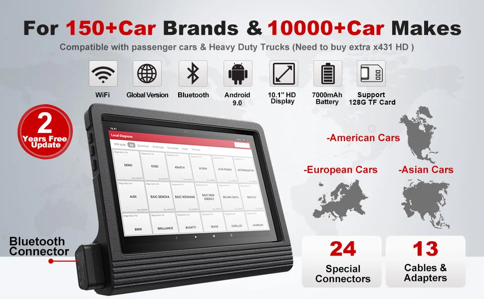 

LAUNCH X431 V+ V4.0 V PLUS PRO Bi-Directional Full Systems Diagnostic Scan Tool auto obd 30+ Reset Functions Key Program