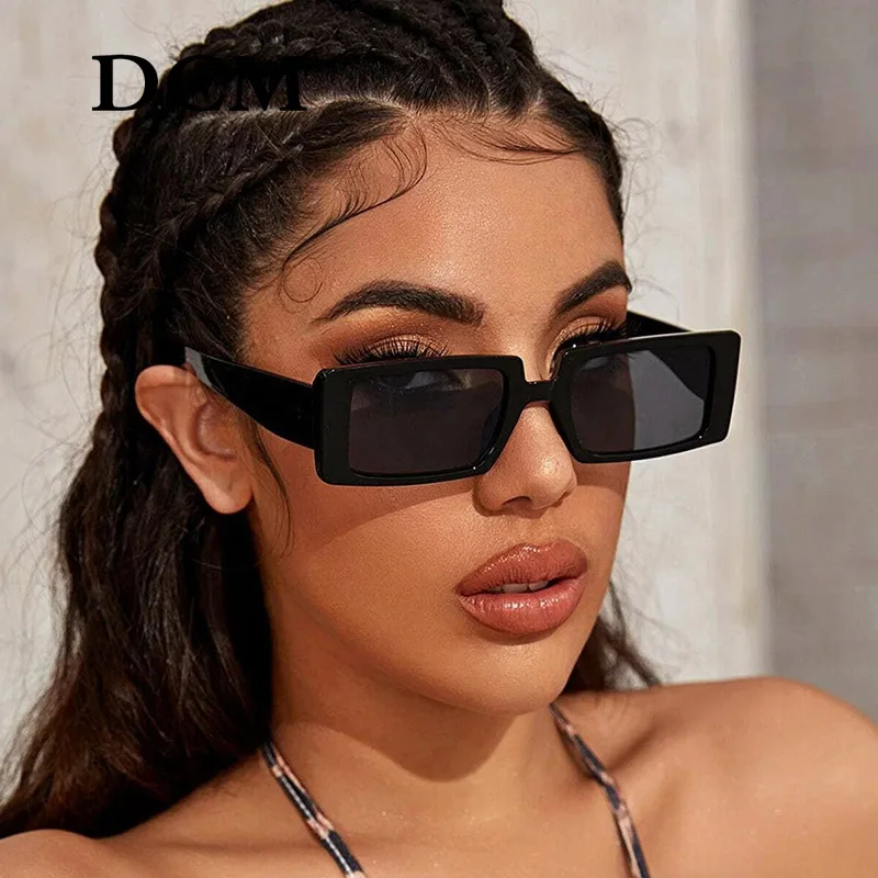 Gafas de sol rectangulares a la moda para mujer, marco grueso negra, modernas. Aliexpress Chile.
