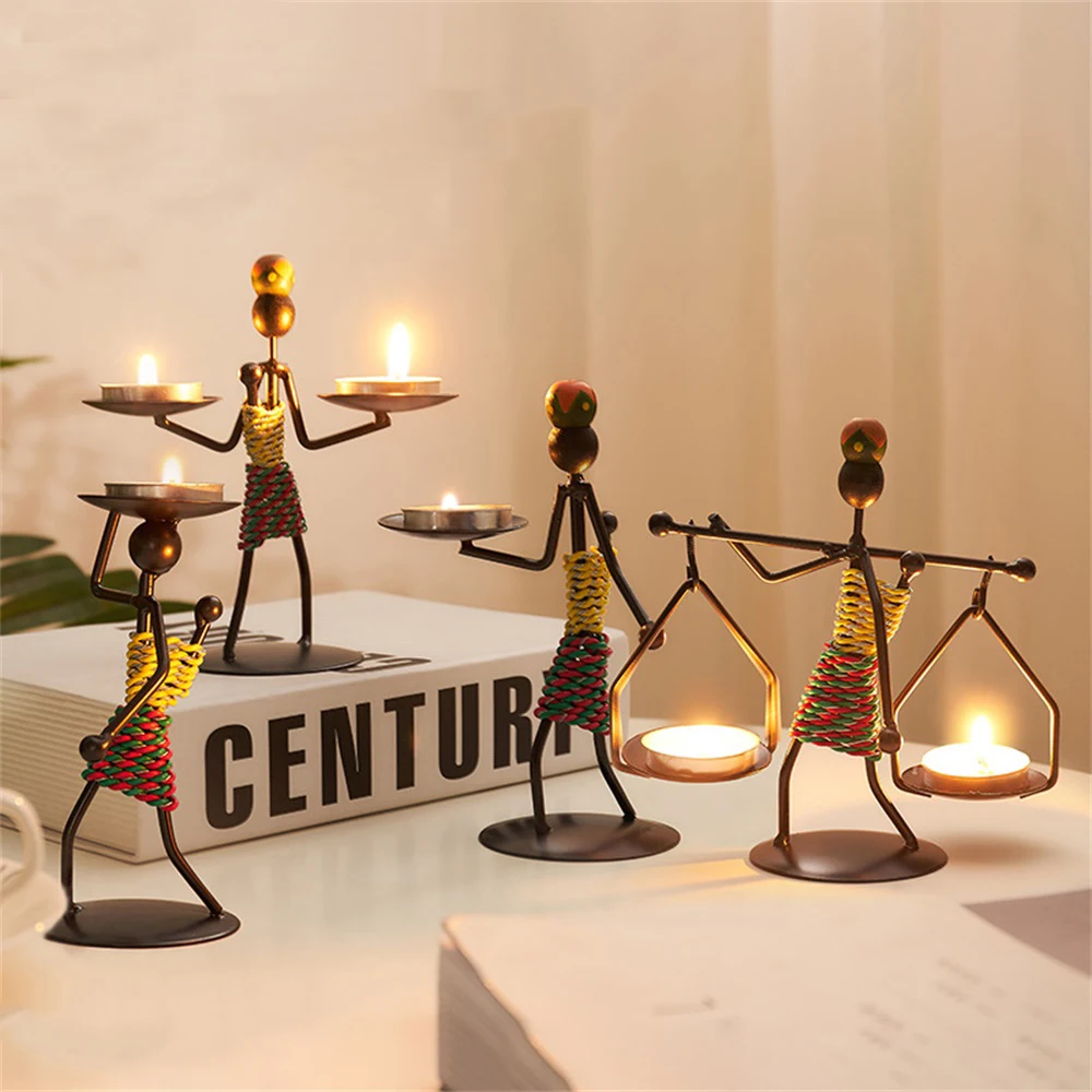 

Candlestick Abstract Character Sculpture Candle Holder Handmade Figurines Home Decoration Art Gift Strongwell Nordic Metal Decor