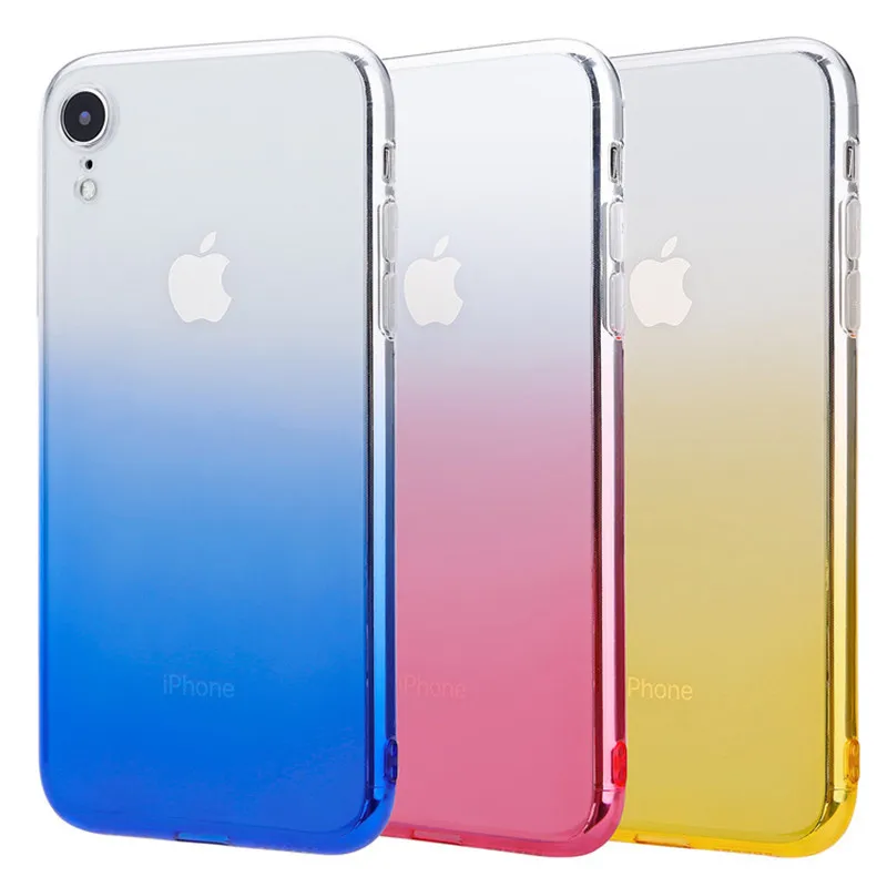 Прозрачный чехол для iPhone 11 7 plus 8 6 6s X XS max XR 5 с градиентом мягкий силиконовый