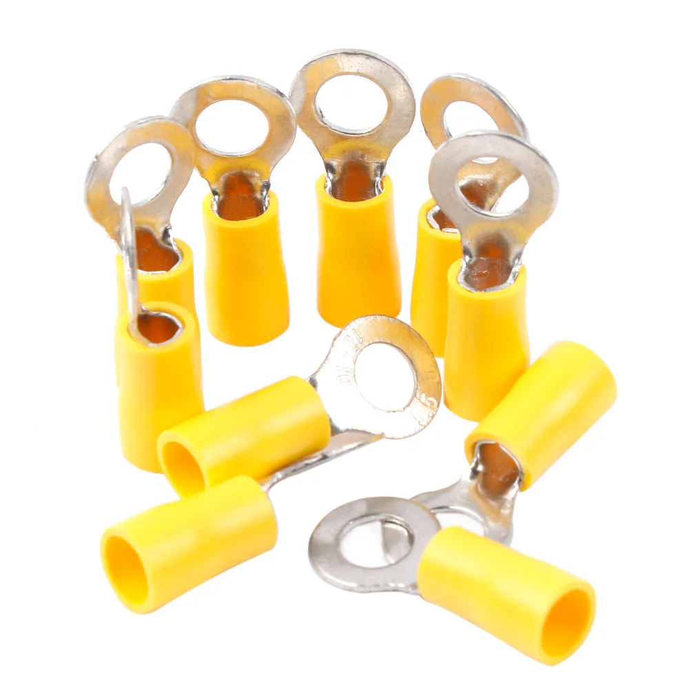 

20pcs Yellow 10-12 Awg Rv 5.5-6 Insulated Car Crimp Ring Terminal Wire Connector Cable Wire Car Accessories Kit