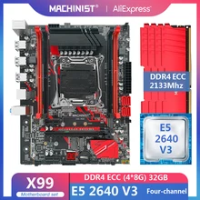 X99 Motherboard Set Kit with Intel Xeon E5 2640 V3 LGA 2011-3 CPU 4*8GB(32GB) DDR4 ECC REG RAM 2133Mhz M-ATX NVME M.2 SSD RS9