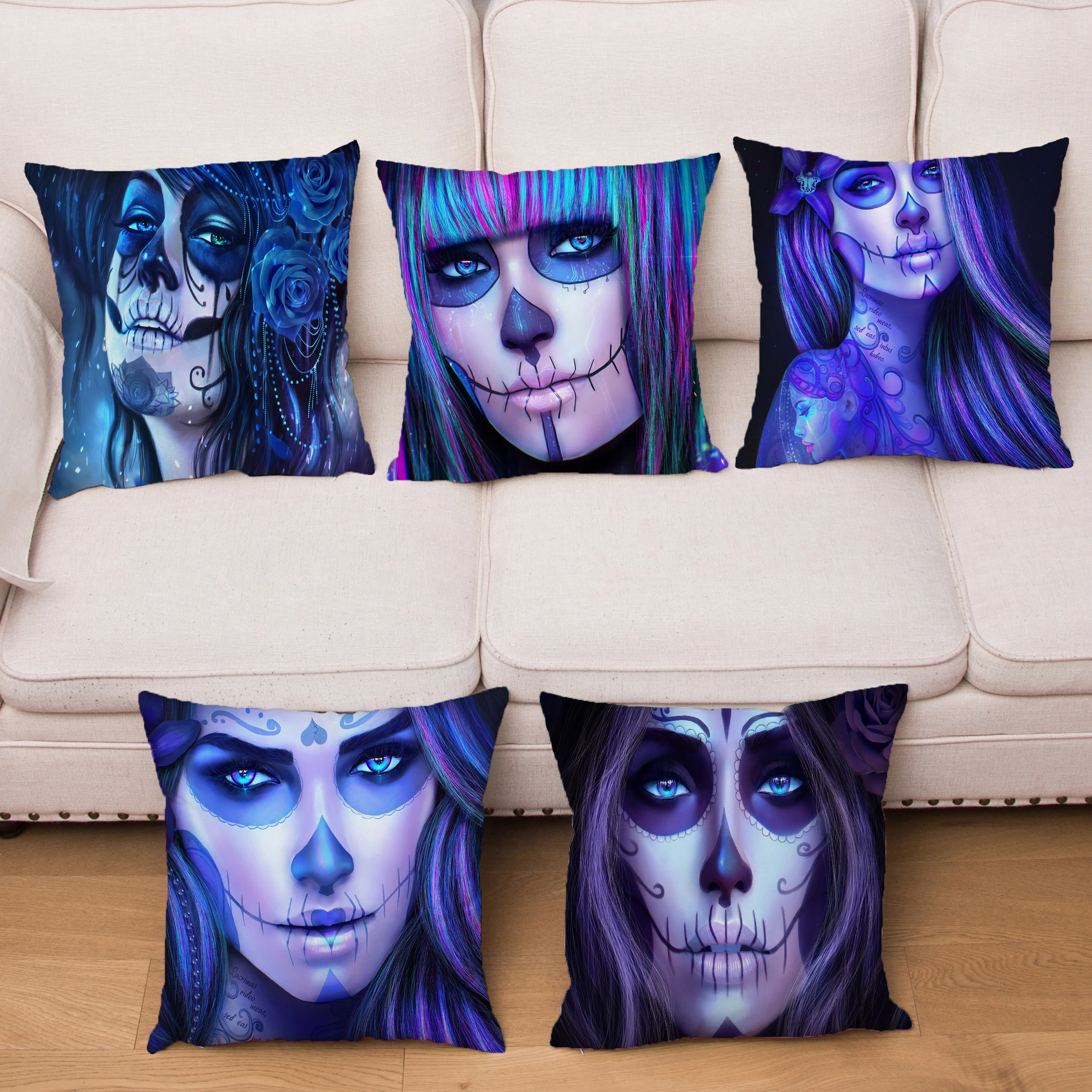

Super Soft Short Plush Cushion Cover CG beauty Girls Print Pillow Covers 45*45 Throw Pillows Cases Sofa Home Decor Pillowcase