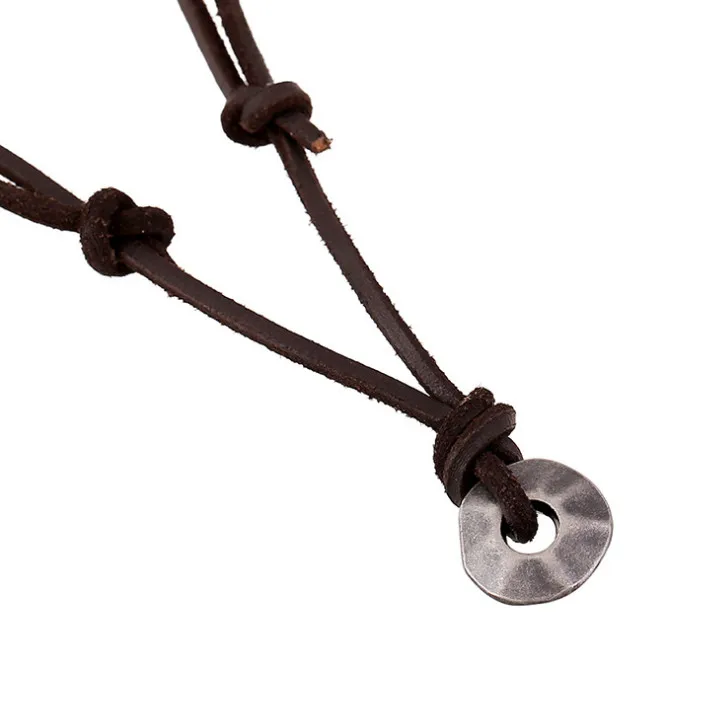 Длинное ожерелье из кожи в стиле панк-рок изящное с регулируемой подвеской для