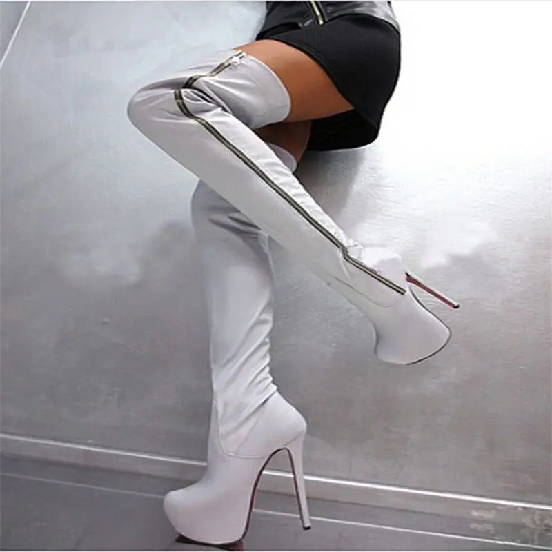 

New Arrival Fashion Slim Thigh High Boots Sexy High Heels Women Platform Shoes Round Toe Zipper Over the Knee Botas Mujer