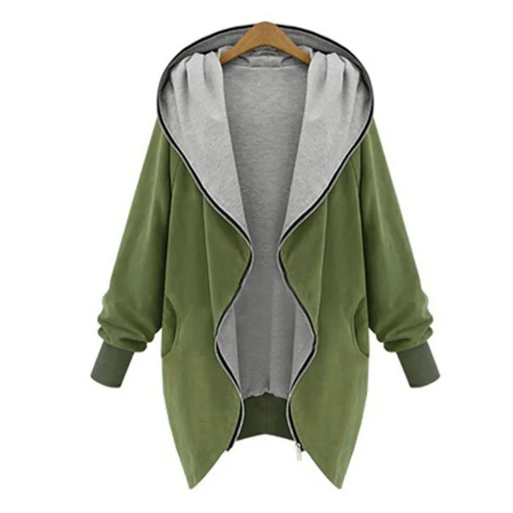 

Coats And Jackets Women Fashion Zipper Hoodie Kapuzen Jacket Parka Windbreaker Bat Sleeve Jacket Women 2018oct10