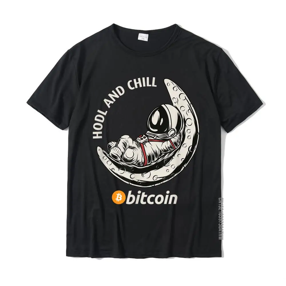 

Hodl And Chill Funny Astronaut On Moon Bitcoin Symbol T-Shirt CustomCustom Tees New Coming Cotton Men Top T-Shirts