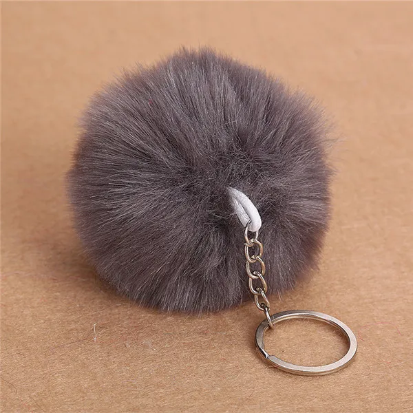 Dark Gray 8 см пушистые шарики из меха кролика рекс, брелок из искусственного меха кролика, брелок с меховым помпоном, брелок для автомобиля, сумка, подвеска, 30 цветов - Цвет: Dark Gray